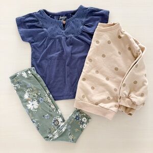 Blue Top and Floral Leggings Set